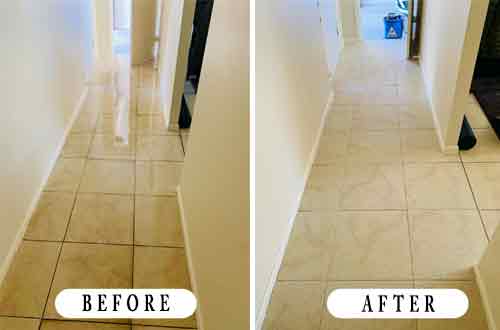 cream colour corridor tile before after