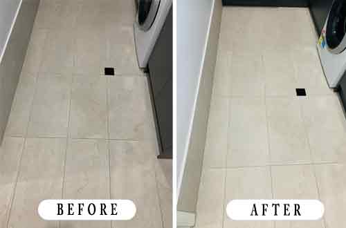 cream colour floor tile cleaning before after